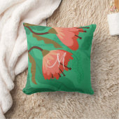 カラフルな花と葉の赤と緑 クッション (ブランケット)