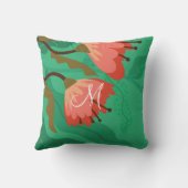 カラフルな花と葉の赤と緑 クッション (裏面)