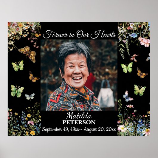 カラフルな花と蝶の生命のお祝い ポスター (正面)