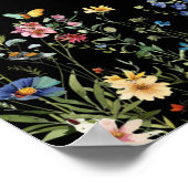 カラフルな花と蝶の生命のお祝い ポスター (角)