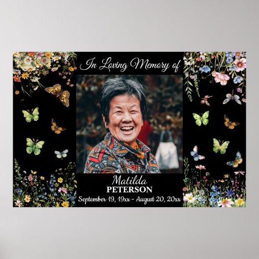 カラフルな花と蝶の生命のお祝い ポスター (正面)