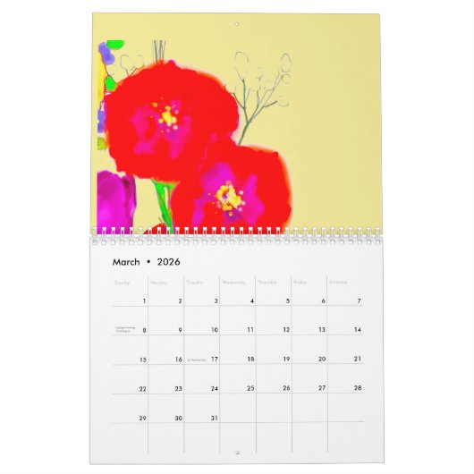 カラフルな花と飾られる私のカレンダー2019 カレンダー (3月 2026)