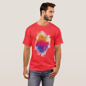 カラフルな花のイラストに虹色の友達 Tシャツ (正面フル)