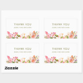 カラフルな花のイラスト オーダーメイド サンクスステッカー 長方形シール (シート)