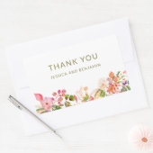 カラフルな花のイラスト オーダーメイド サンクス 長方形シール (封筒)