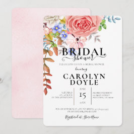 カラフルな花のイラスト ブライダルシャワー 招待状