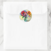 カラフルな花のインパストスタイルの花瓶 ラウンドシール (バッグ)