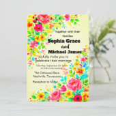 カラフルな花のウェディング招待状 | 水彩  招待状 (スタンド正面)