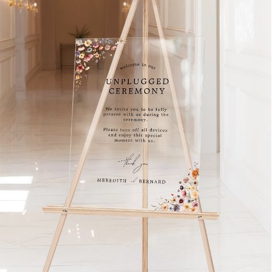 カラフルな花のウェディング アンプラグドセレモニー アクリルサイン