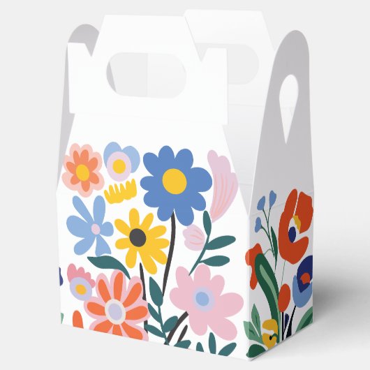 カラフルな花のギフトボックス:美しいブーケ フェイバーボックス (オープン)