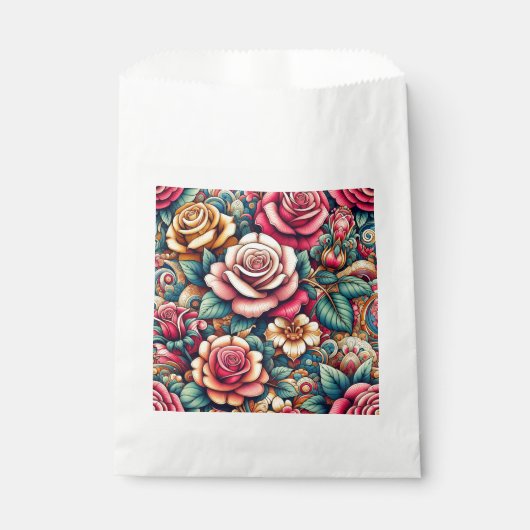 カラフルな花のショッピングお土産袋 フェイバーバッグ (正面)
