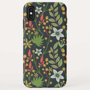 カラフルな花のシームレスパターン 花と葉 iPhone XS MAXケース