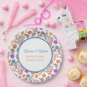 カラフルな花のジャックアンドジルシャワー ペーパープレート (パーティー)