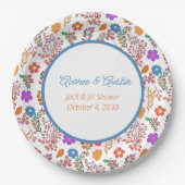 カラフルな花のジャックアンドジルシャワー ペーパープレート (正面)