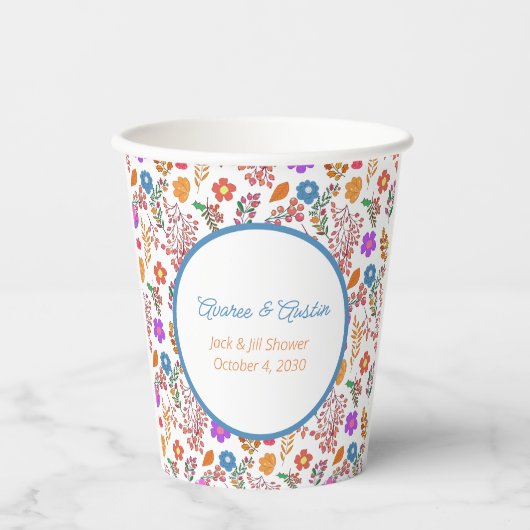 カラフルな花のジャック&ジルシャワー 紙コップ (正面)