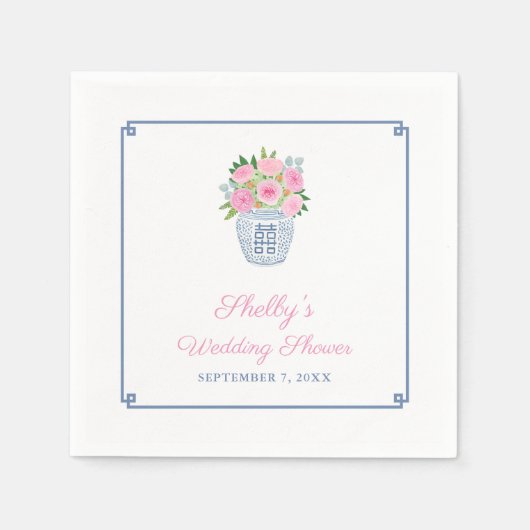 カラフルな花のジンジャージャー ブライダルシャワーパーティー スタンダードカクテルナプキン (正面)