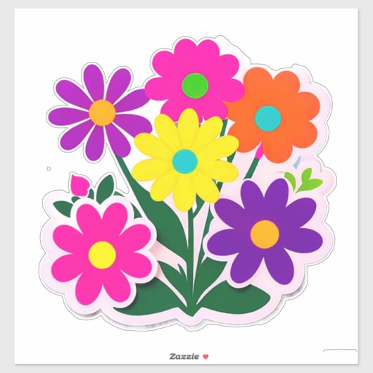 カラフルな花のステッカーセット 鮮やかな花々 シール (シート)