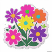 カラフルな花のステッカーセット 鮮やかな花々 シール (正面)
