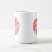 カラフルな花のタイポグラフィー 三児の母の誕生日  コーヒーマグカップ (中央)