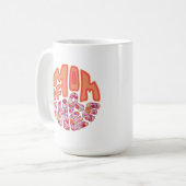 カラフルな花のタイポグラフィー 三児の母の誕生日  コーヒーマグカップ (正面左)