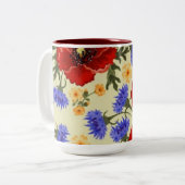 カラフルな花のデザイン2の調子のマグ ツートーンマグカップ (正面左)