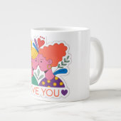 カラフルな花のハグイラスト 愛を伝える ジャンボコーヒーマグカップ (正面右)