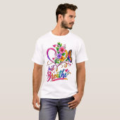 カラフルな花のハートと蝶 | Just Breathe Tシャツ (正面フル)