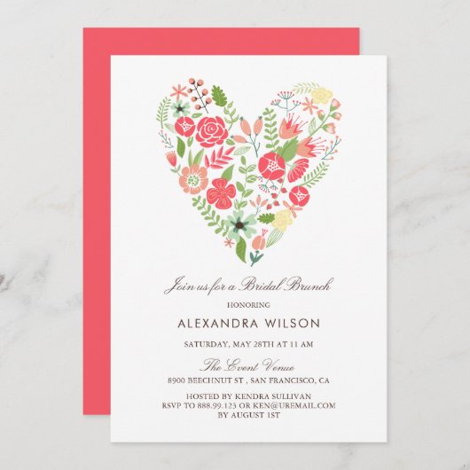 カラフルな花のハート ウェディング ブランケットの招待状 招待状 (正面/裏面)