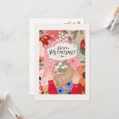 カラフルな花のバレンタインカード カード (正面/裏面インサイチュ)