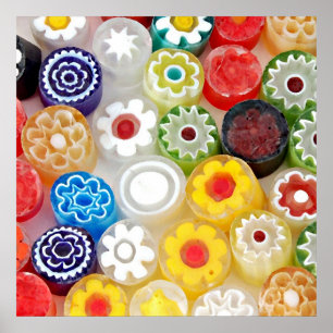 カラフルな花のパーティー。 キャンバスの大きい芸術のプリント ポスター