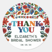 カラフルな花のフィエスタ刺繍 花の感謝 ラウンドシール (正面)