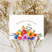 カラフルな花のフィエスタ メキシコ スペイン語 ウェディング サンキューカード