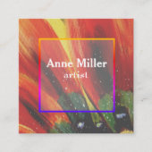 カラフルな花のフェミニンな名刺 スクエア名刺 (正面)