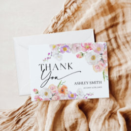 カラフルな花のフラット サンキューカード