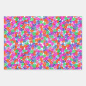 カラフルな花のフラワーイラストパターン ラッピングペーパーシート (正面3)
