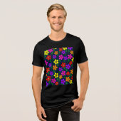 カラフルな花のフラワーパターン-34654 トライブレンドTシャツ (正面全面)