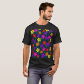 カラフルな花のフラワーパターン-34654 Tシャツ (正面フル)