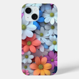 カラフルな花のフラワー携帯ケース iPhone 15ケース
