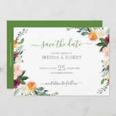 カラフルな花のフレーム セーブザデート (正面/裏面)