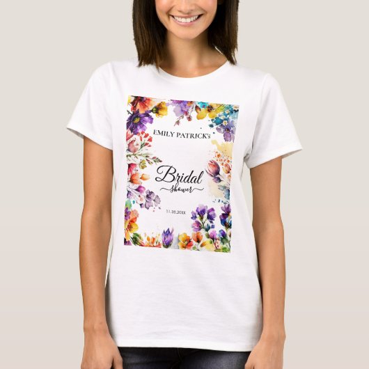 カラフルな花のブライズシャワー Tシャツ (正面)