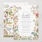 カラフルな花のブライダルシャワー 招待状 (正面/裏面)