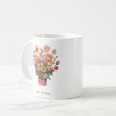 カラフルな花のブーケ、誕生日おめでとう コーヒーマグカップ (正面左)