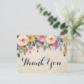 カラフルな花のベイビーシャワー感謝カード ポストカード (スタンド正面)