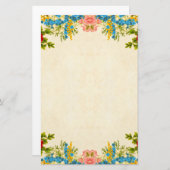 カラフルな花のボーダー 便箋 (正面/裏面)