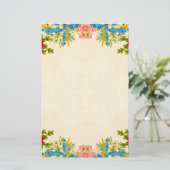 カラフルな花のボーダー 便箋 (スタンド正面)
