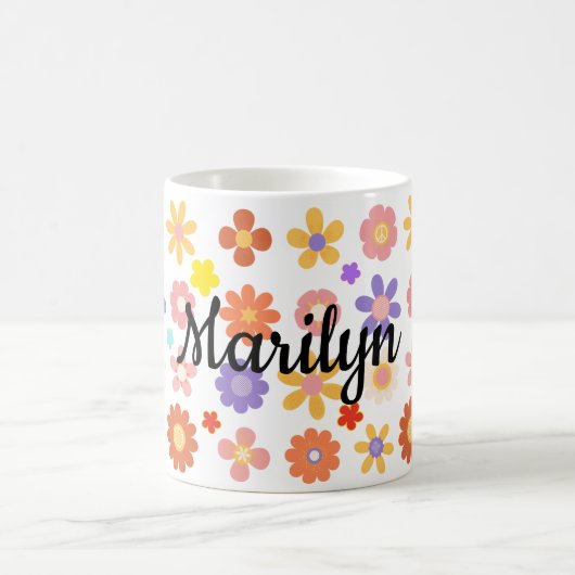 カラフルな花のミックス マグカップ (中央)