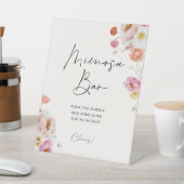 カラフルな花のミモザ バー ブライダル シャワー 台座サイン (インサイチュ)