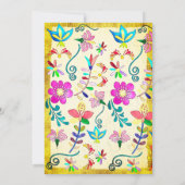カラフルな花のメキシコンフォークアートフィエスタバースデー 招待状 (裏面)