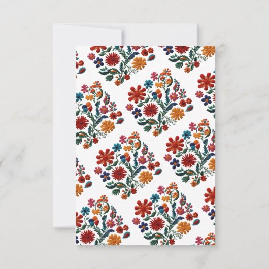 カラフルな花のメキシコ民俗芸術刺繍フィエスタ サンキューカード (裏面)
