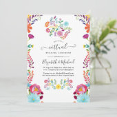 カラフルな花のメキシコ フィエスタ バーチャル ウェディング 招待状 (スタンド正面)